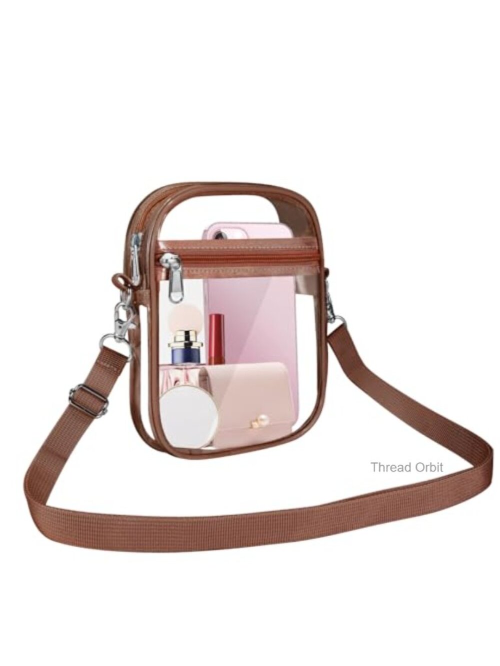 PVC Clear Crossbody Bag Stadium Approved with Front Pocket Adjustable Straps
